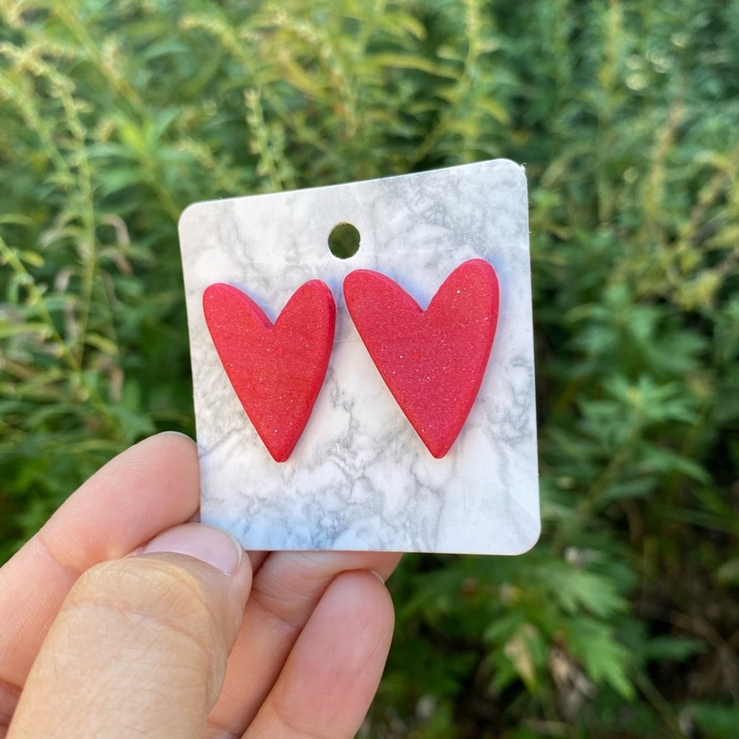 Red Heart Handmade Polymer Clay Stud Earrings