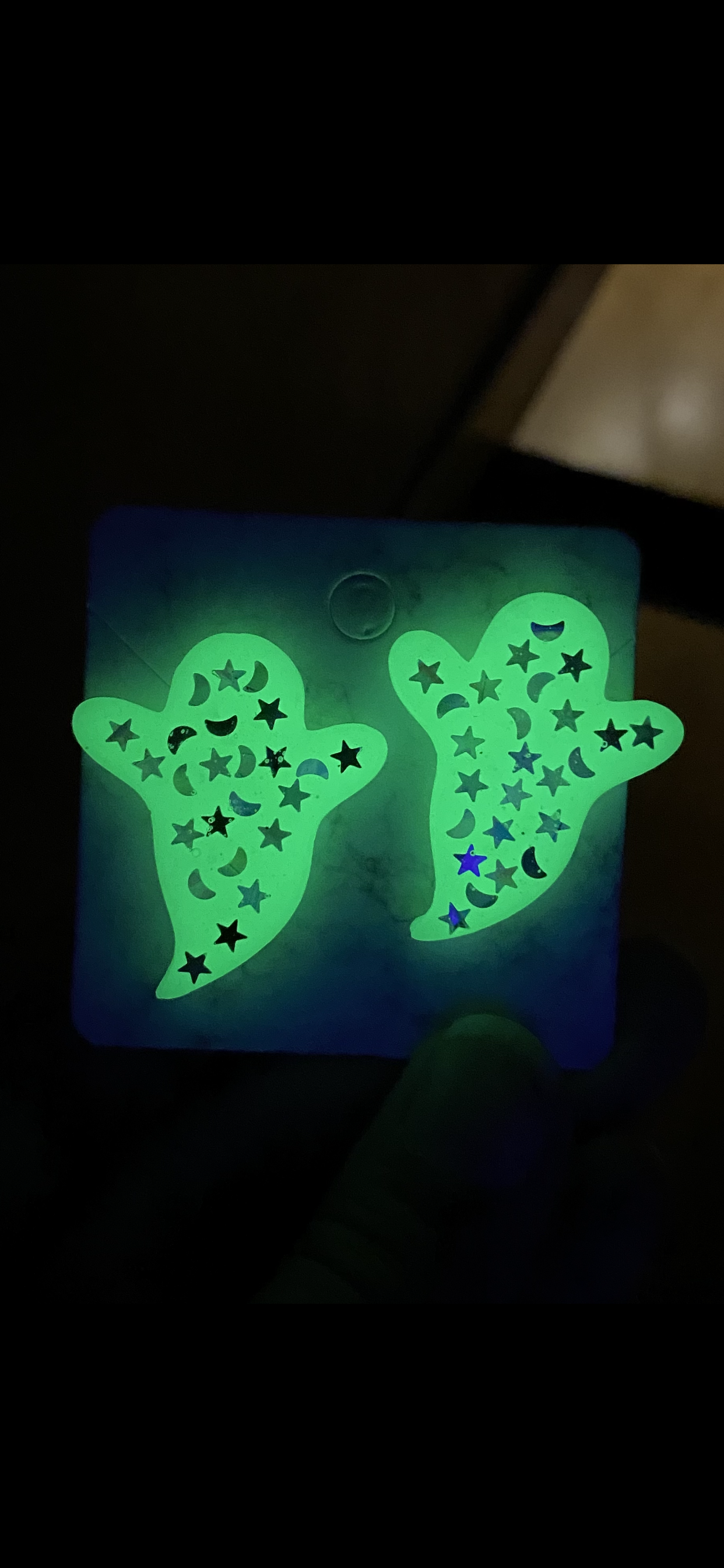 Star Glow In The Dark Starry Night Yellow Polymer Clay Stud Earrings Handmade