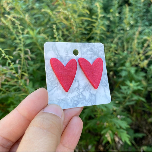 Red Heart Handmade Polymer Clay Stud Earrings