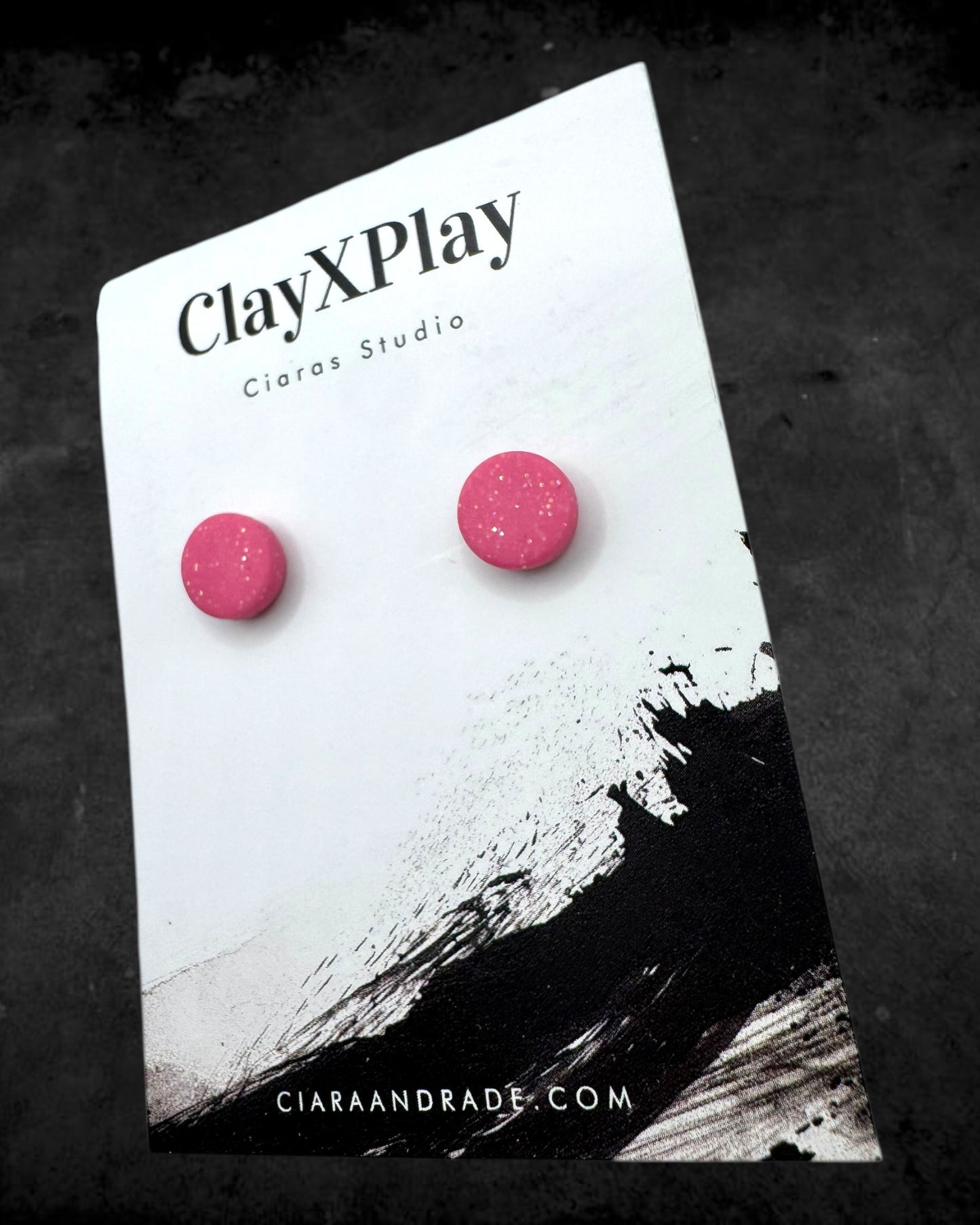 Pink Mini Round Clay Stud Earrings Handmade