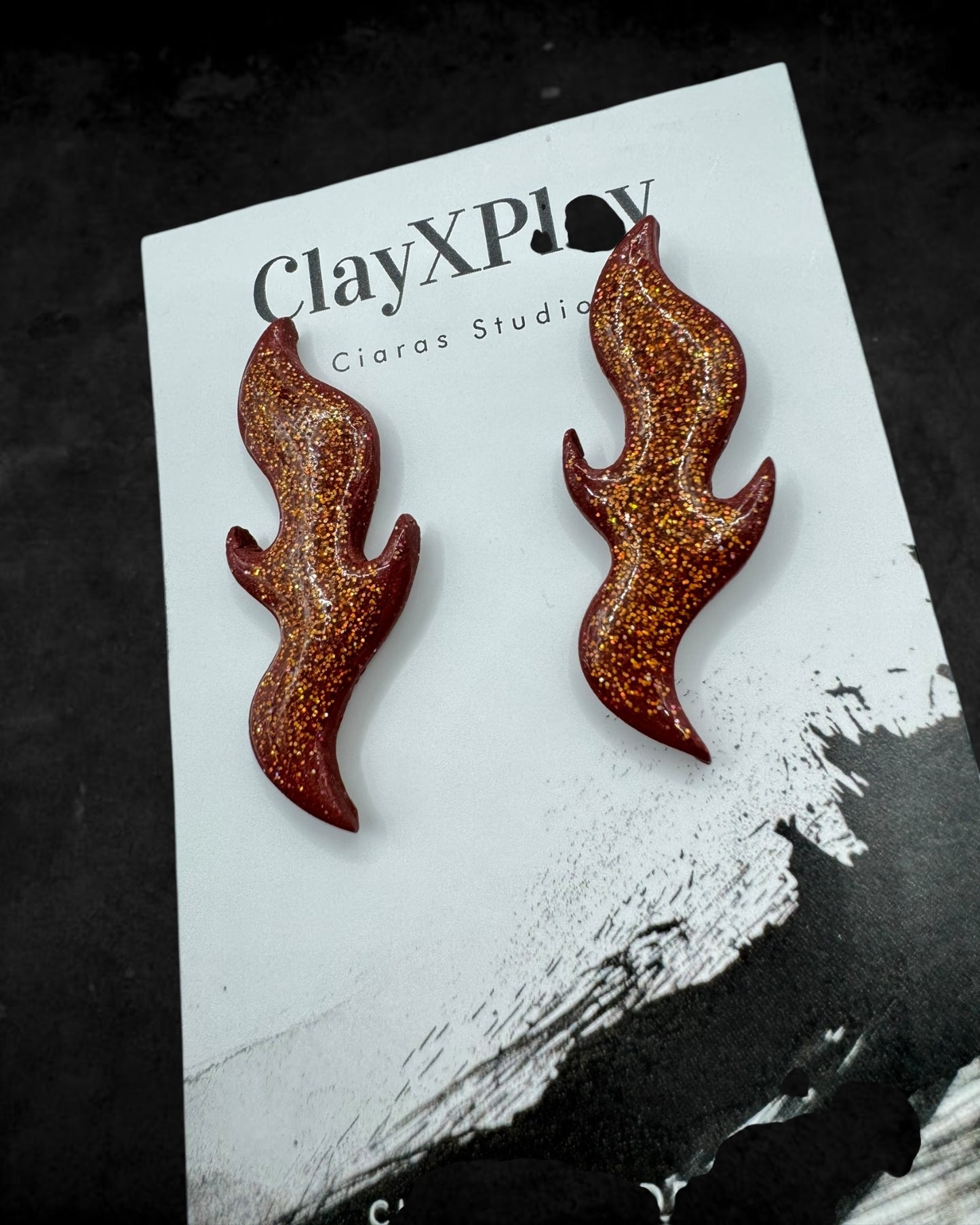 Red Flame Handmade Polymer Clay Studs