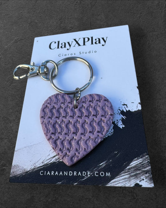 Money Magnet Purple Heart Polymer Clay Keychain Handmade