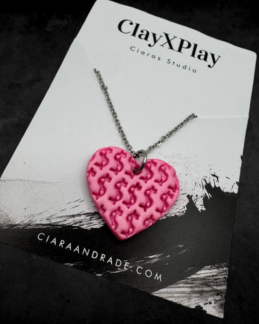 Money Magic Medium Pink Polymer Clay Pendant on Stainless Steel Necklace Handmade