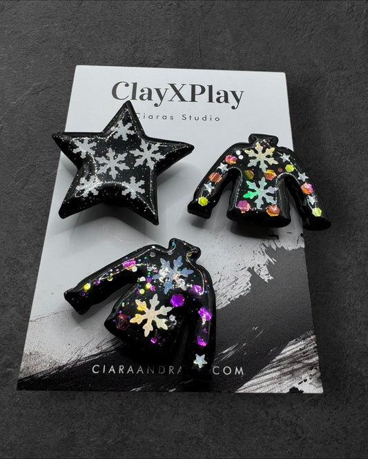 Ugly Sweater Black Polymer Clay  Magnet  Handmade Decor