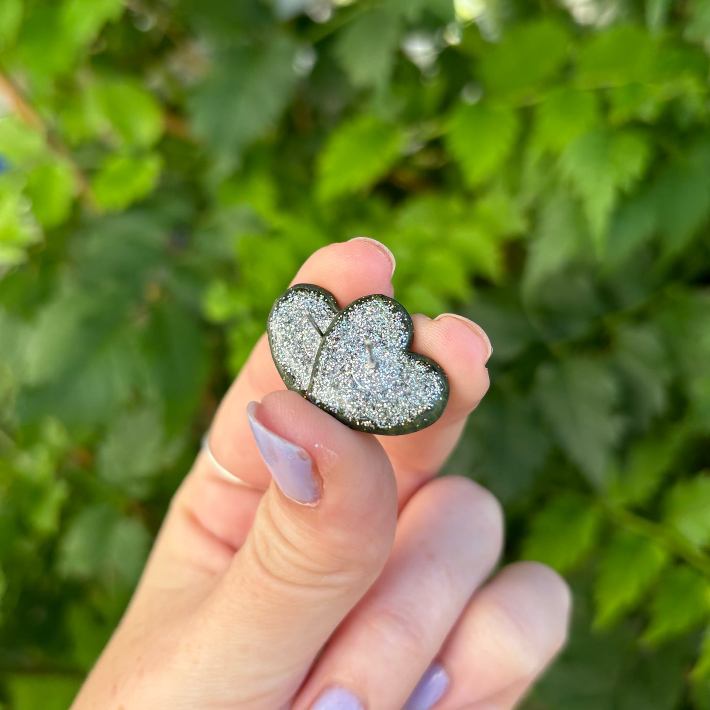 Marbled Black & Green Medium Clay Heart Stud Earrings Handmade
