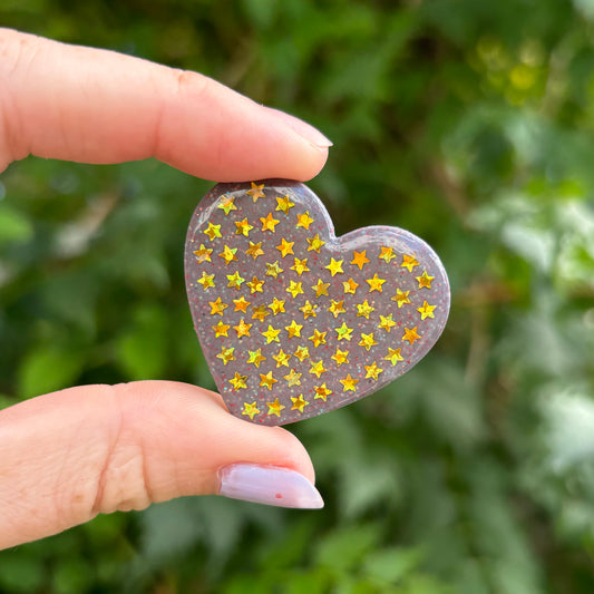 You're A Star Gray& Gold Heart Magnet Polymer Clay Handmade Decor