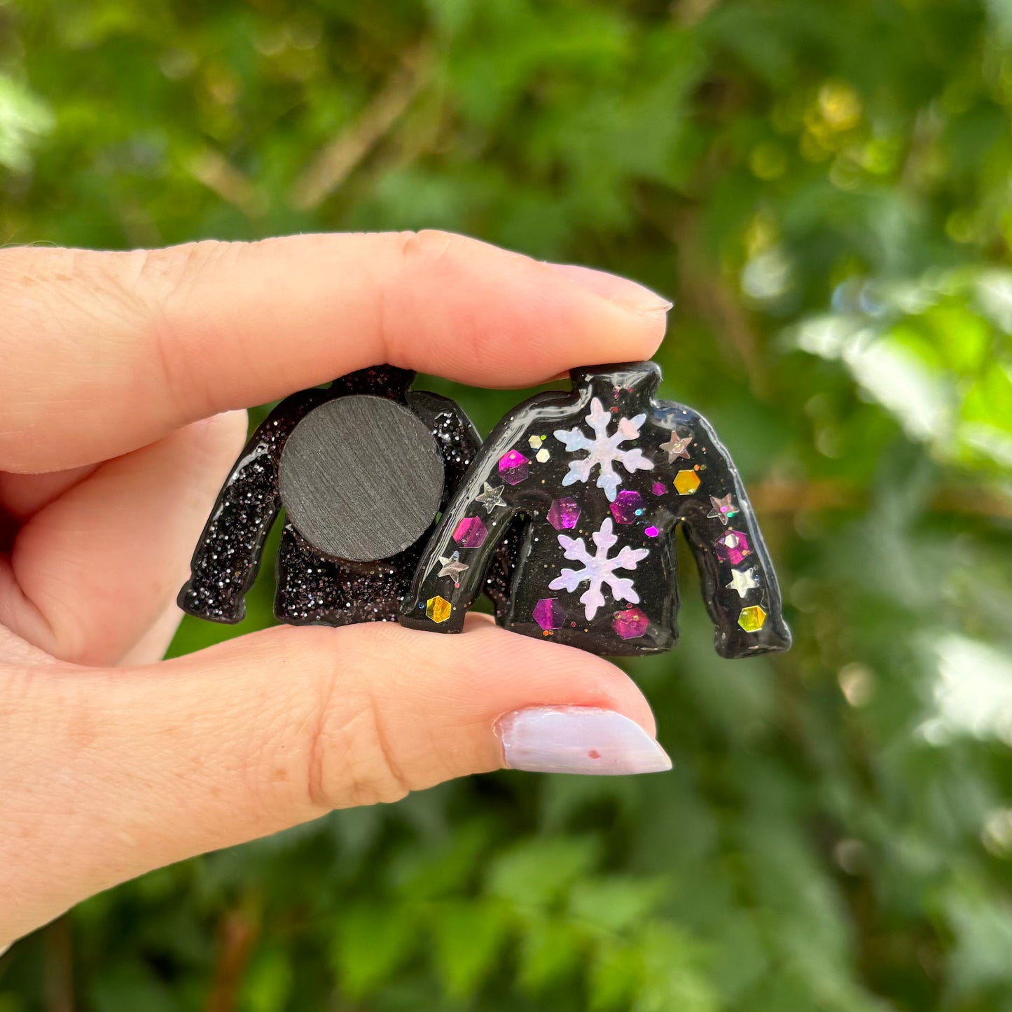 Ugly Sweater Black Polymer Clay Magnet Handmade Decor