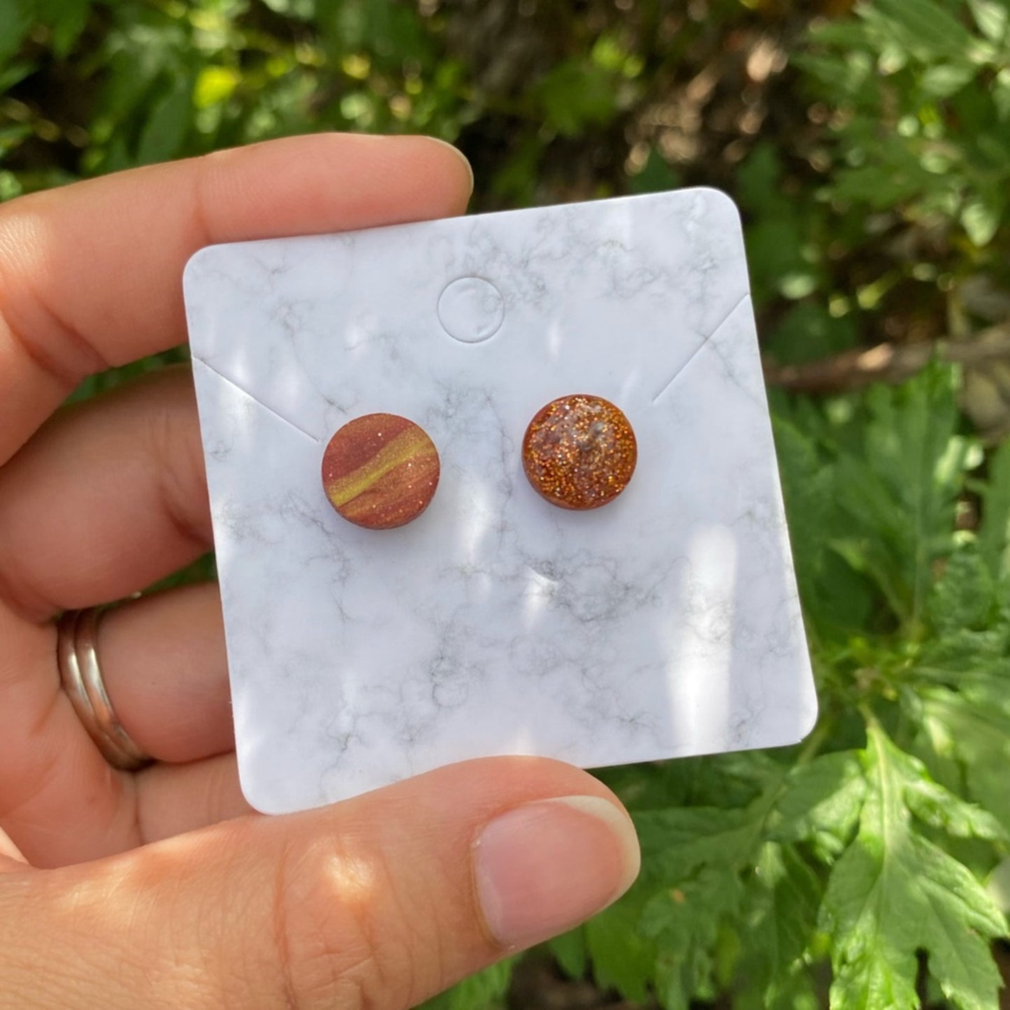 Red & Yellow Mini Round Polymer Clay Stud Earrings Handmade