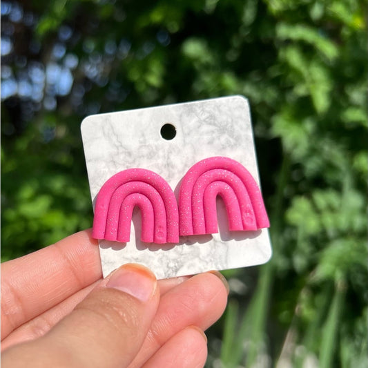 Pink Rainbow Handmade Polymer Clay Stud Earrings