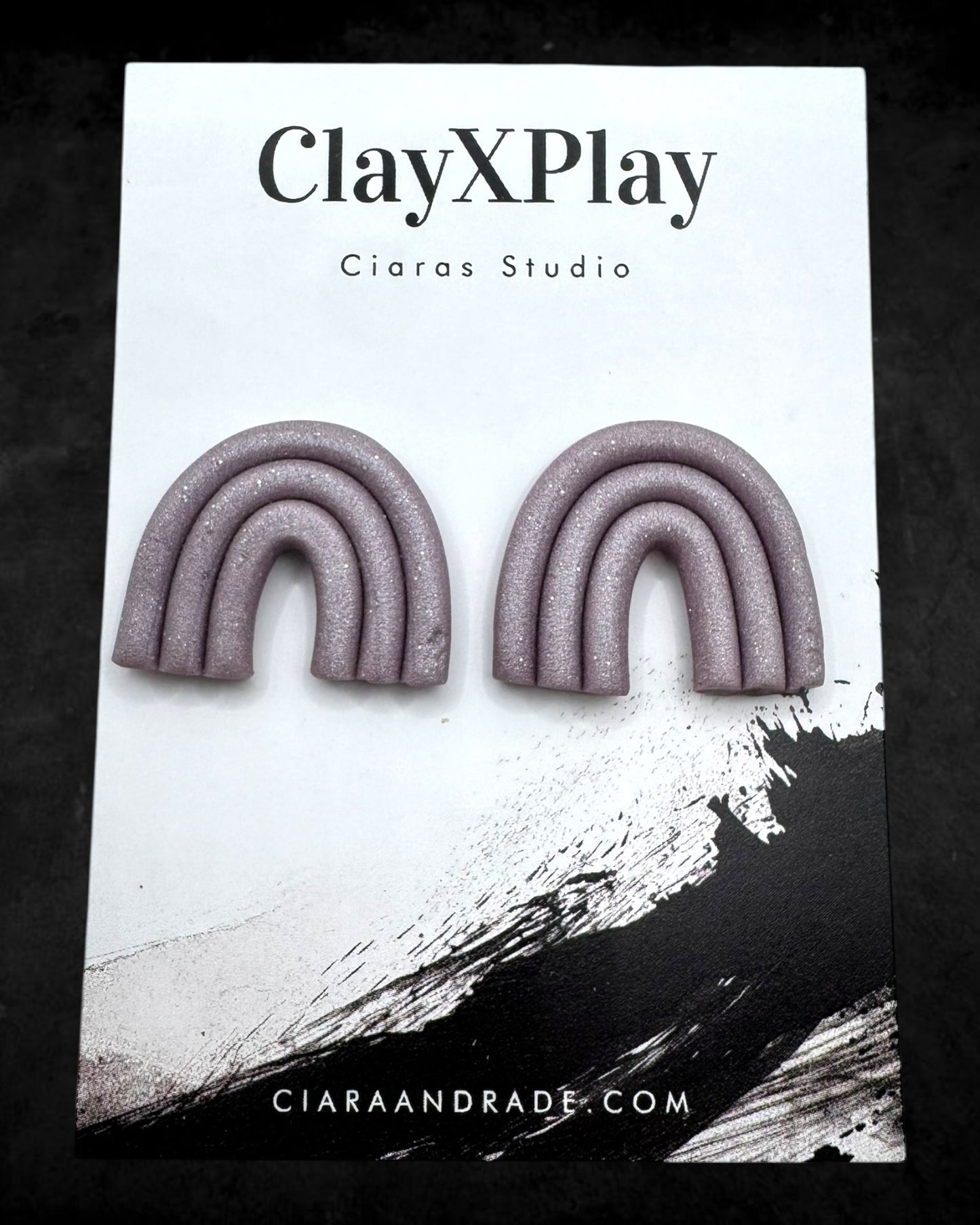 Purple Rainbow Polymer Clay Large Stud Earrings Handmade