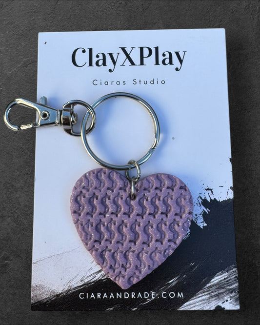 Money Magnet Purple Heart Polymer Clay Keychain Handmade