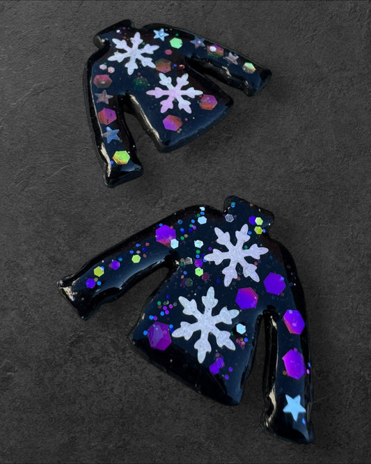 Ugly Sweater Black Polymer Clay  Magnet  Handmade Decor