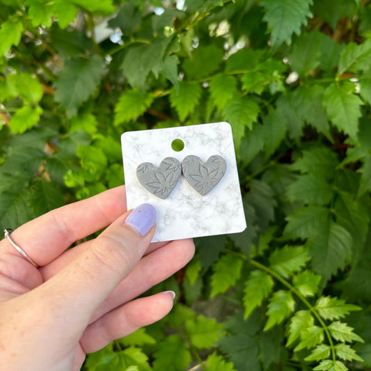 Dark Gray Heart Medicated Earrings