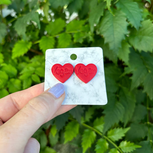 Red Heart Polymer Clay Vegan Studs