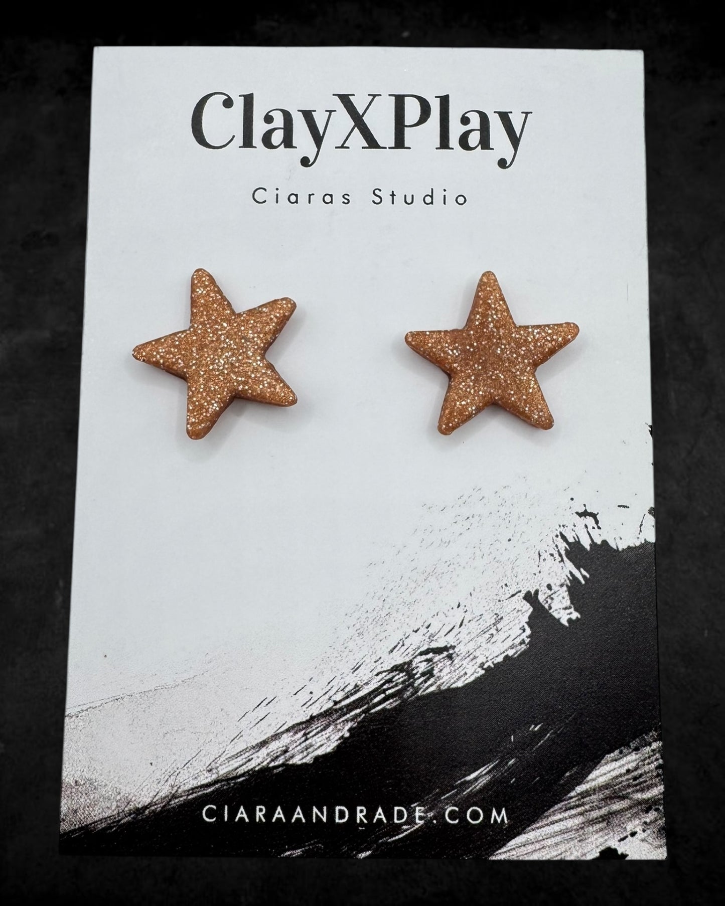 Rose Gold Small Star Polymer Clay Stud Earrings Handmade