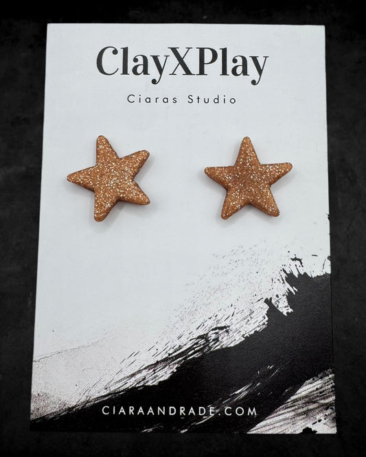 Rose Gold Small Star Polymer Clay Stud Earrings Handmade