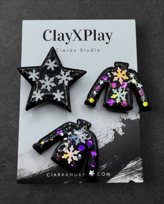 Ugly Sweater Black Polymer Clay  Magnet  Handmade Decor
