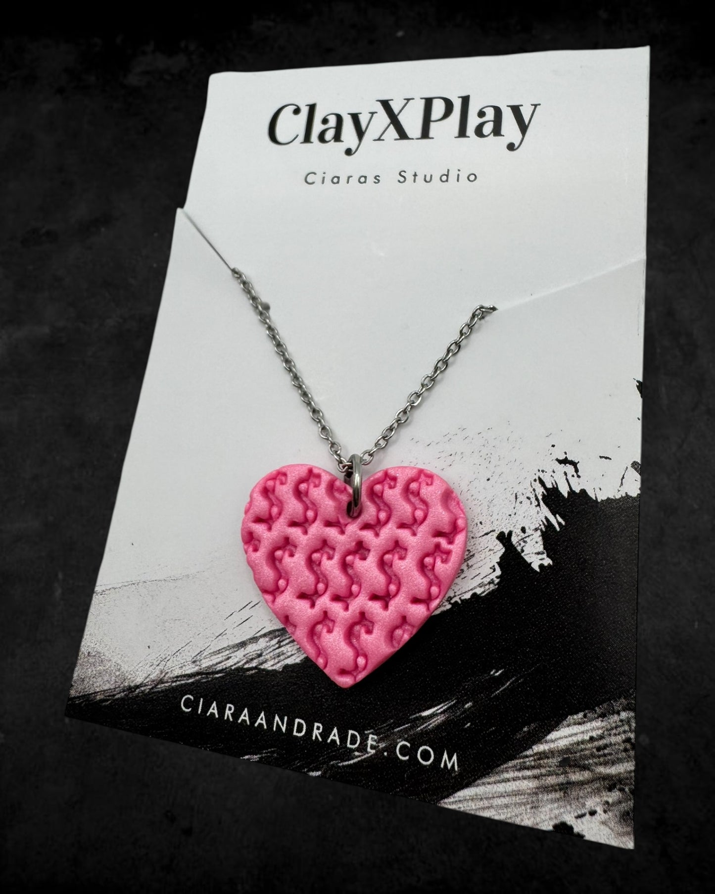 Money Magic Medium Pink Polymer Clay Pendant on Stainless Steel Necklace Handmade