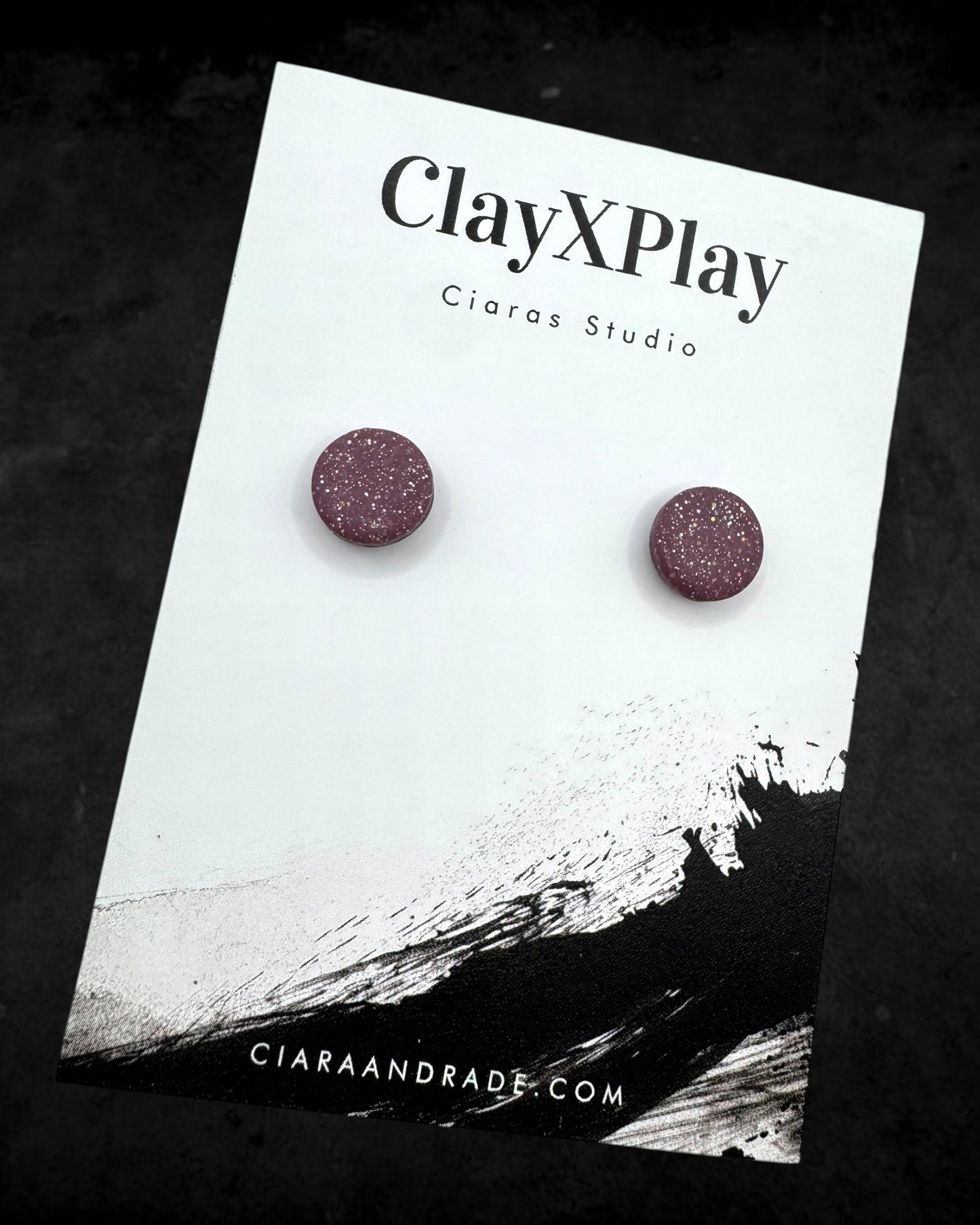 Purple Mini Round Polymer Clay Stud Earrings Handmade