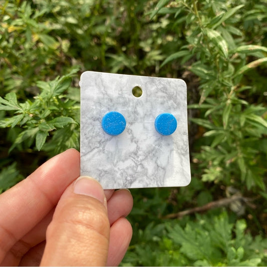 Blue Mini Round Polymer Clay Stud Earrings Handmade