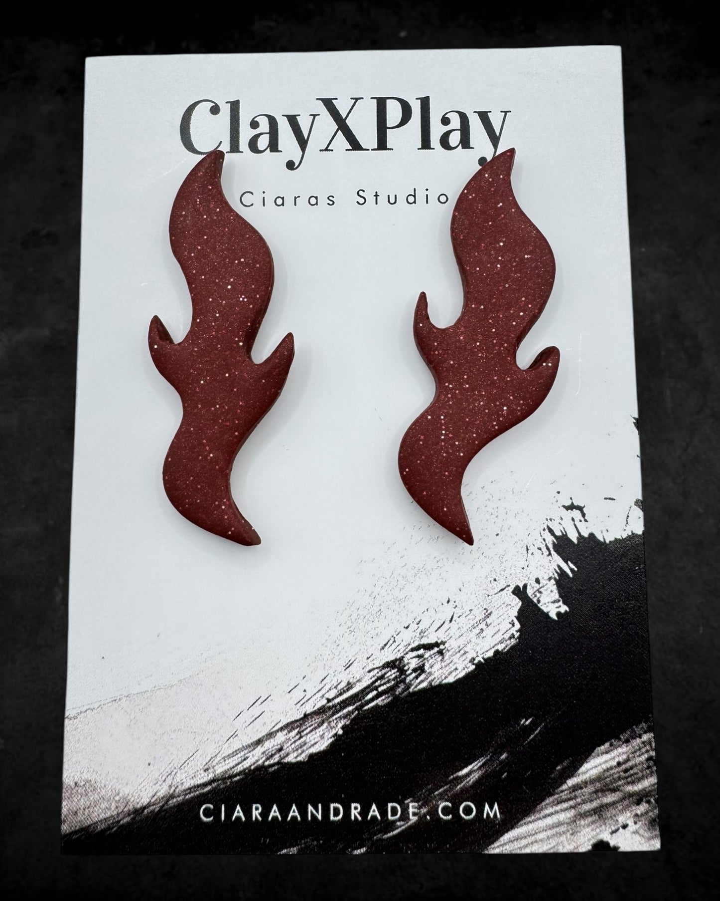Red Flame Polymer Clay Studs