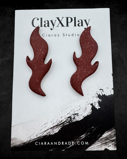 Red Flame Polymer Clay Studs