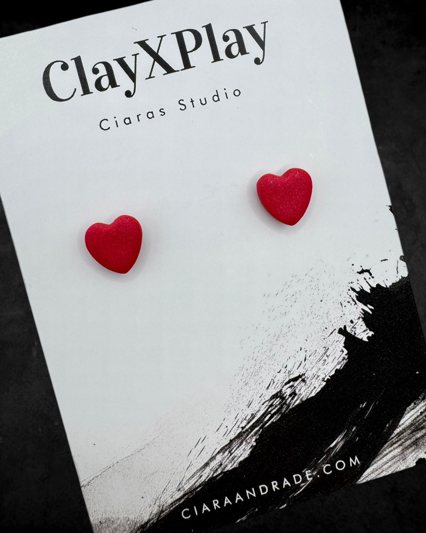 Red Mini Heart Polymer Clay Stud Earrings Handmade