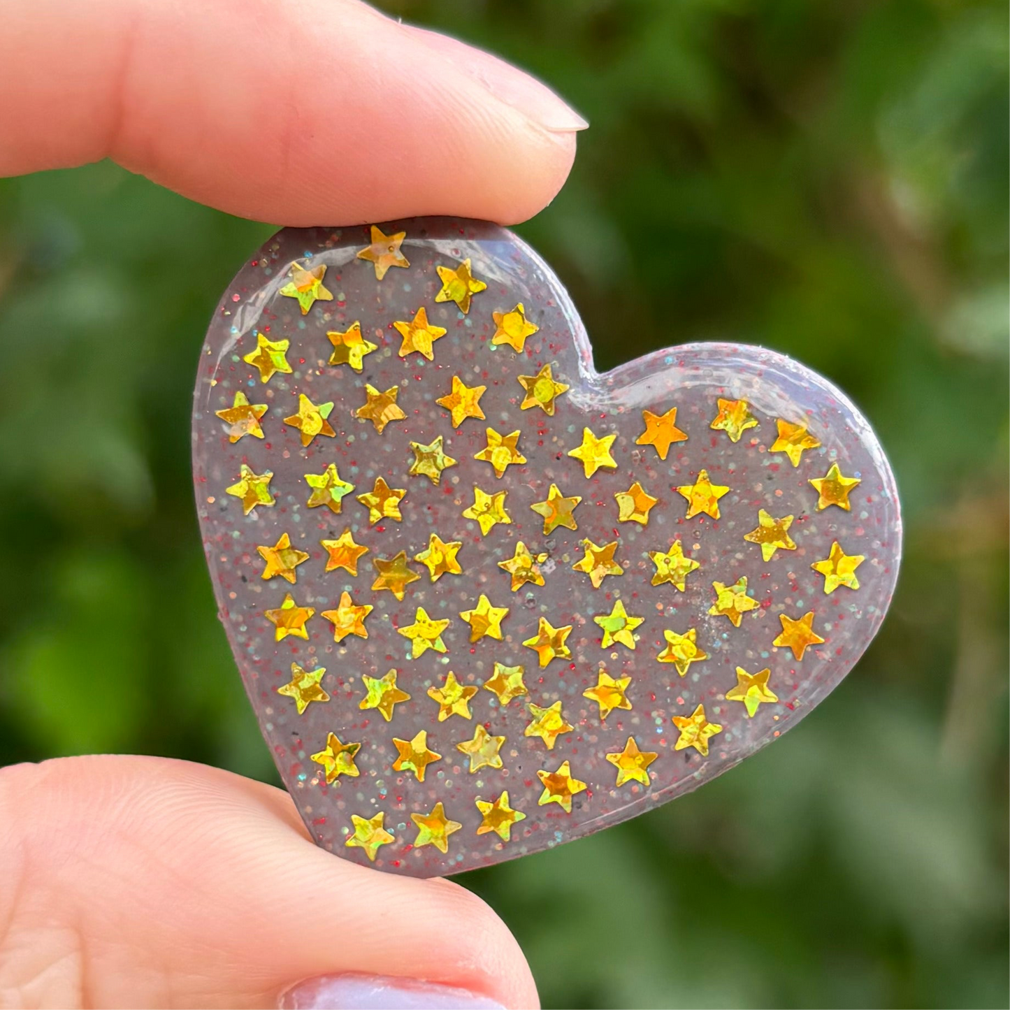 You're A Star Gray& Gold Heart Magnet Polymer Clay Handmade Decor