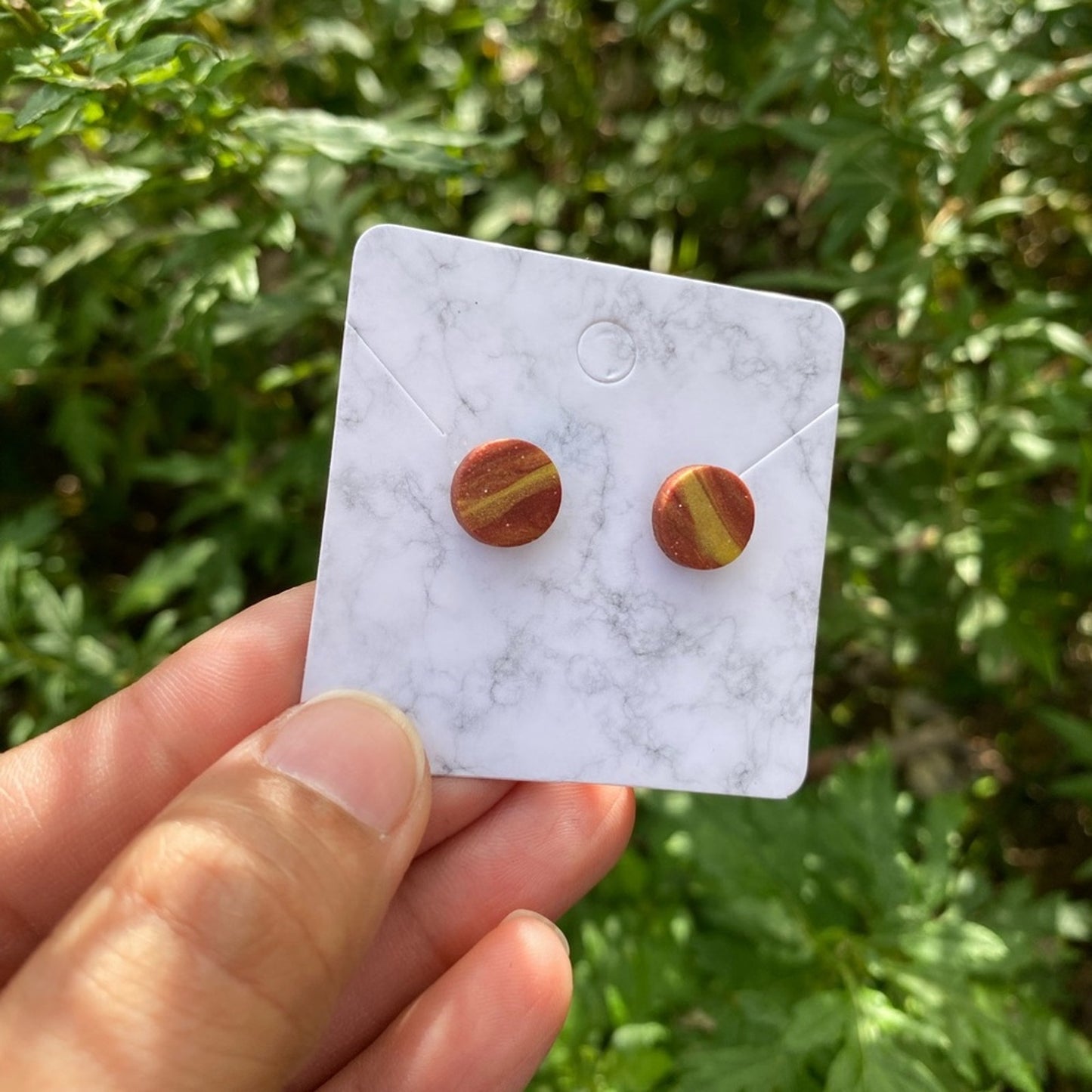 Red & Yellow Mini Round Polymer Clay Stud Earrings Handmade