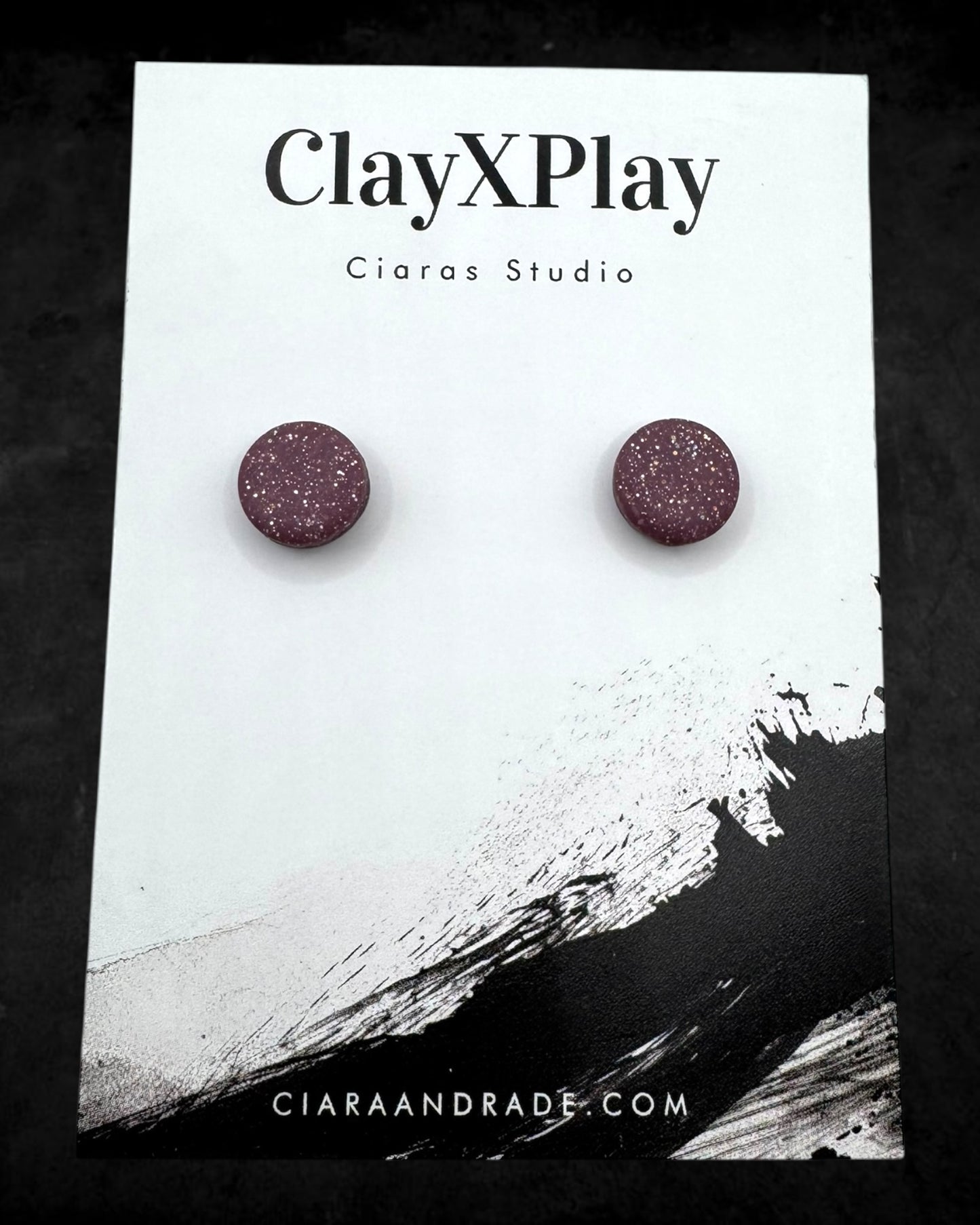 Purple Mini Round Polymer Clay Stud Earrings Handmade