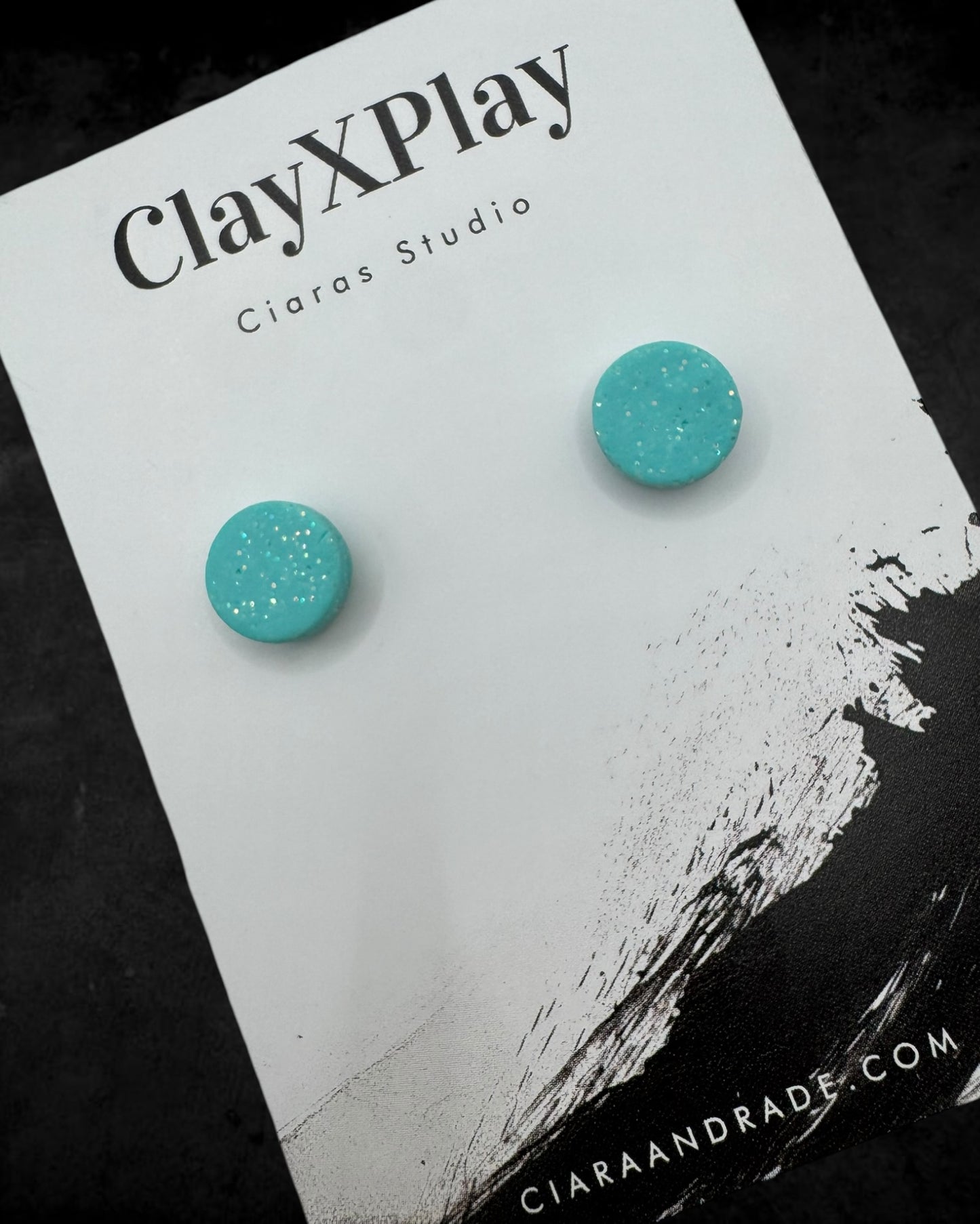 Baby Blue Mini Round Polymer Clay Stud Earrings Handmade