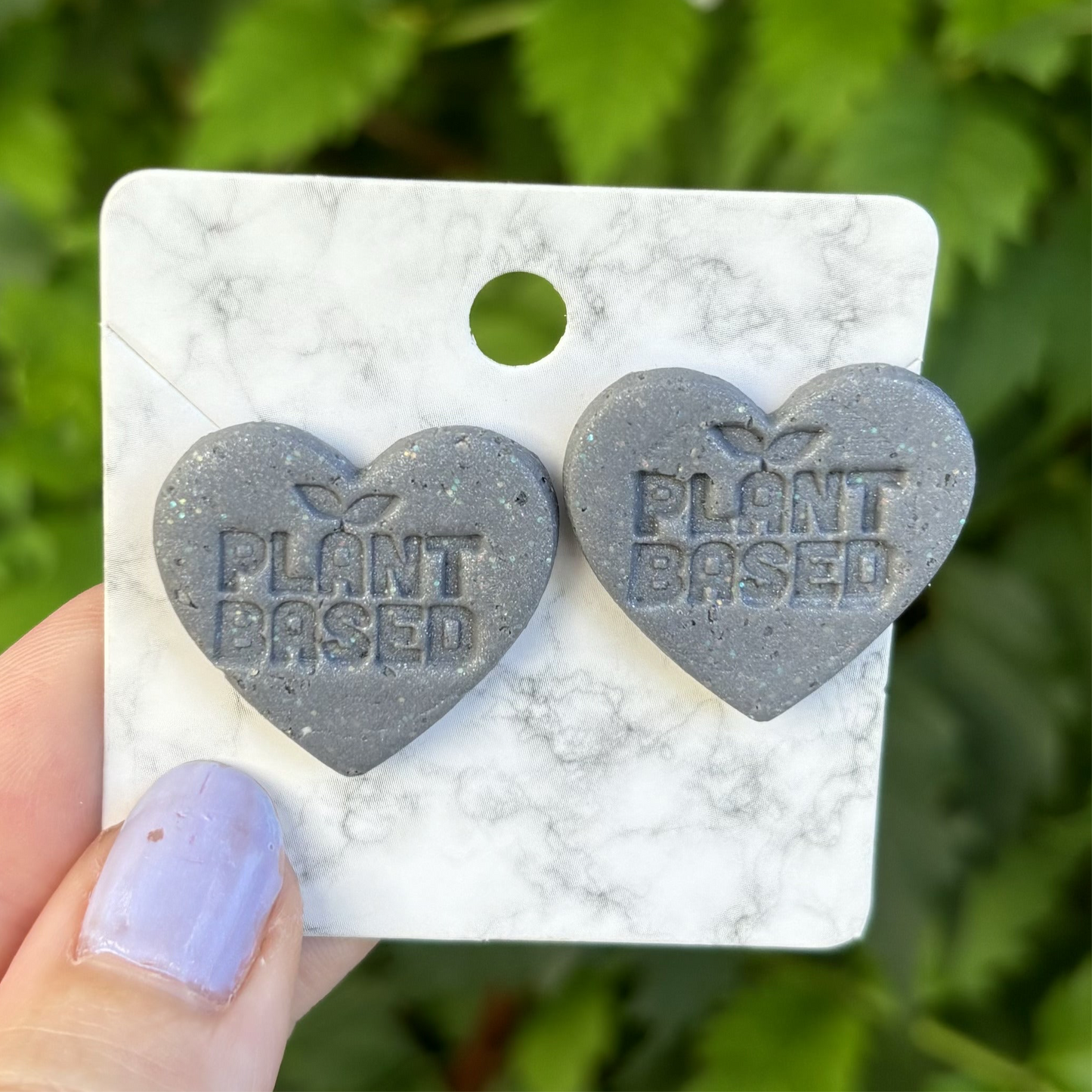 Plant Based Polymer Clay XL Heart Stud Earrings Handmade