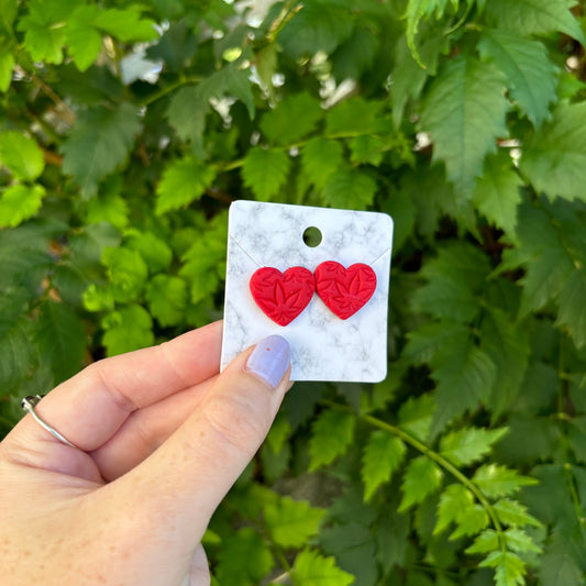 Medicated Red Heart Stud Earrings