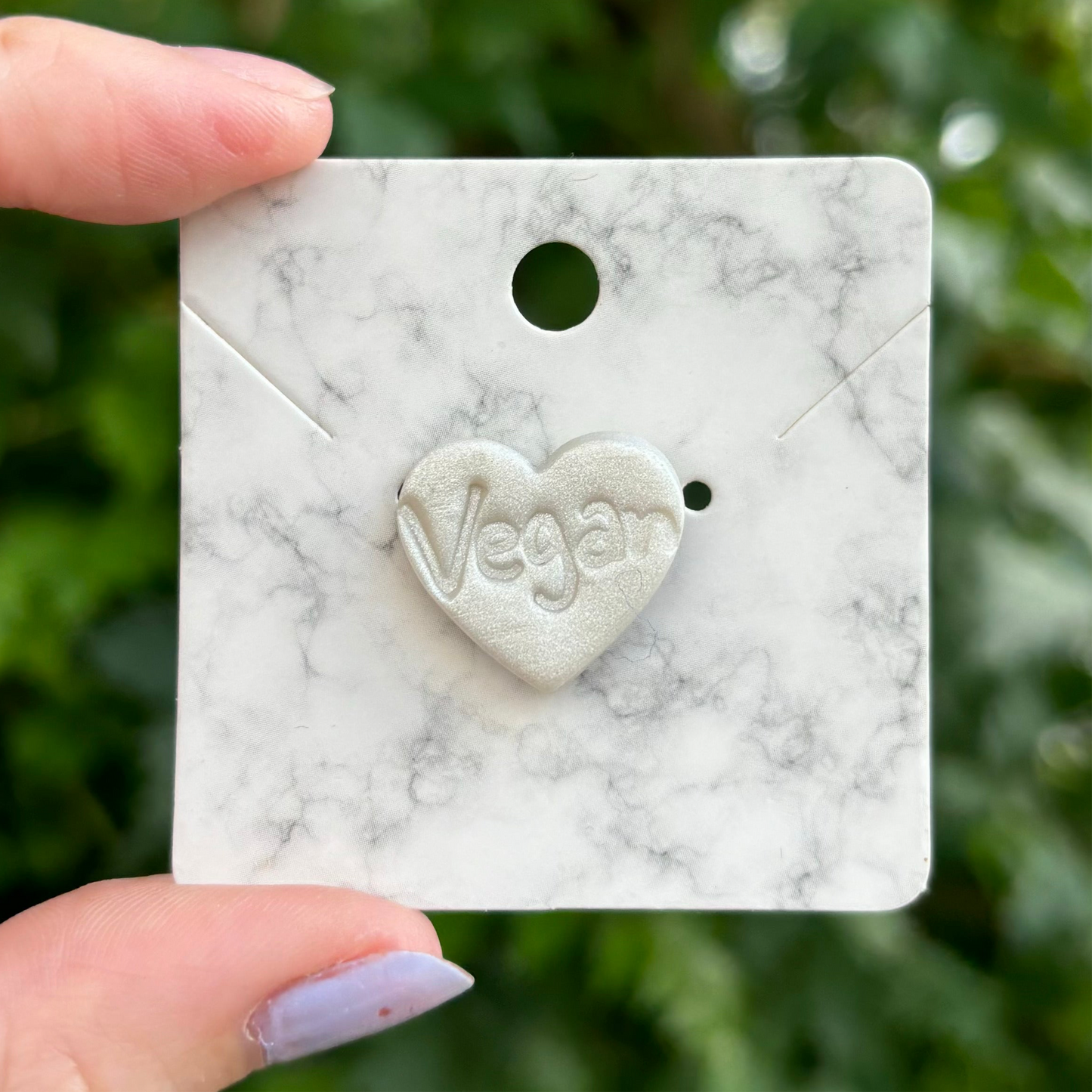 Vegan Pearl Polymer Clay Heart Pin Handmade