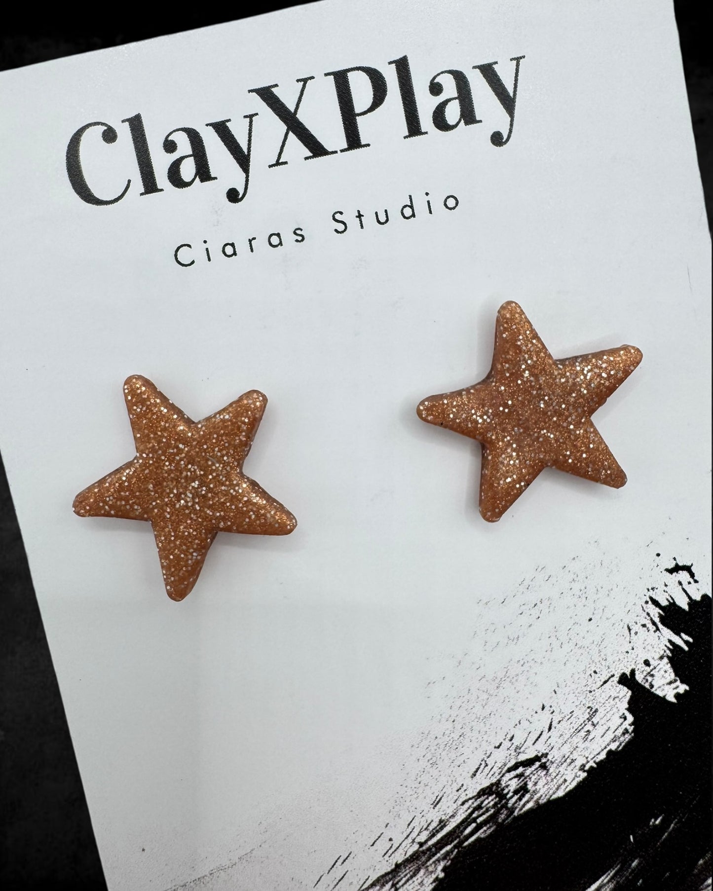 Rose Gold Small Star Polymer Clay Stud Earrings Handmade