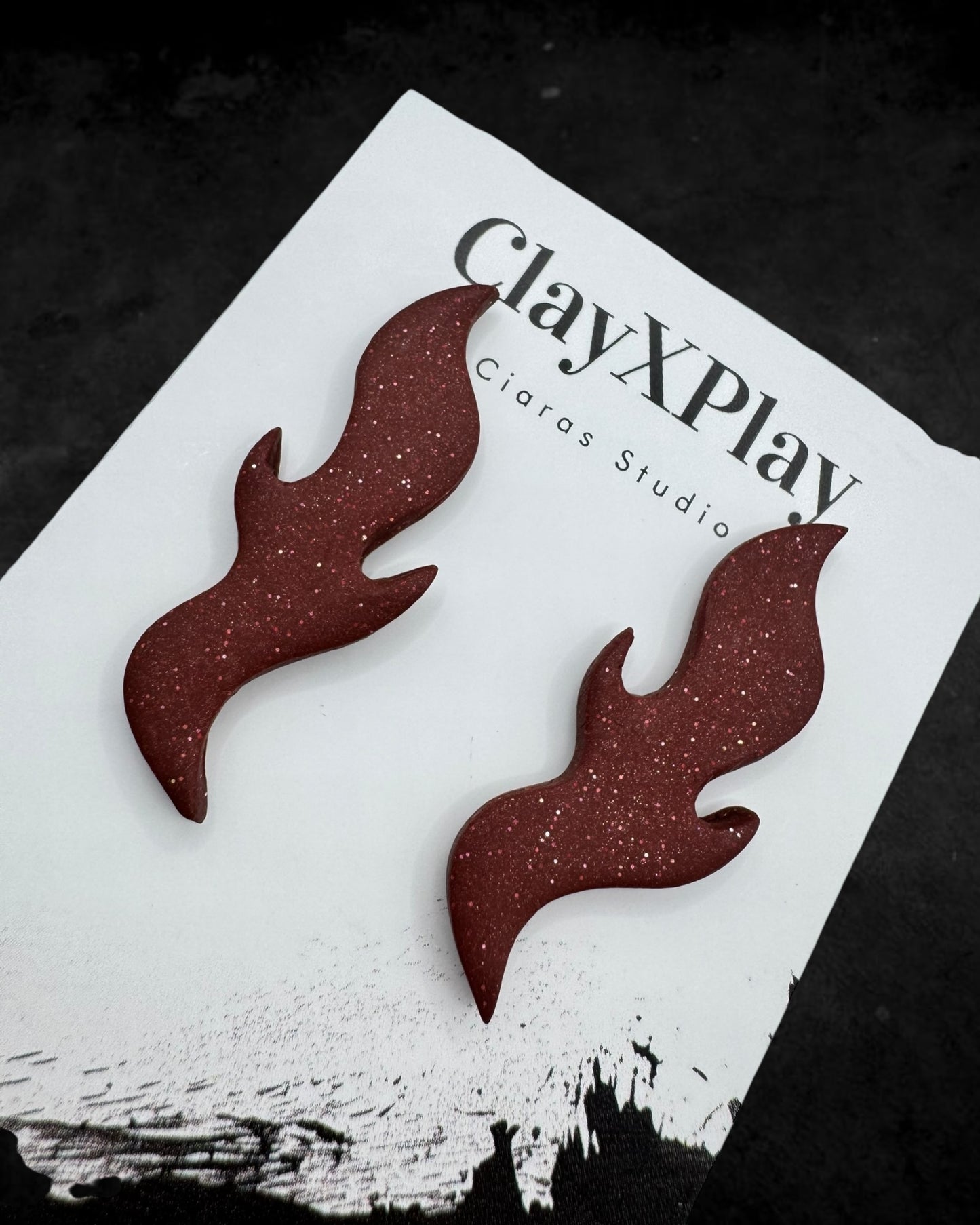 Red Flame Polymer Clay Studs