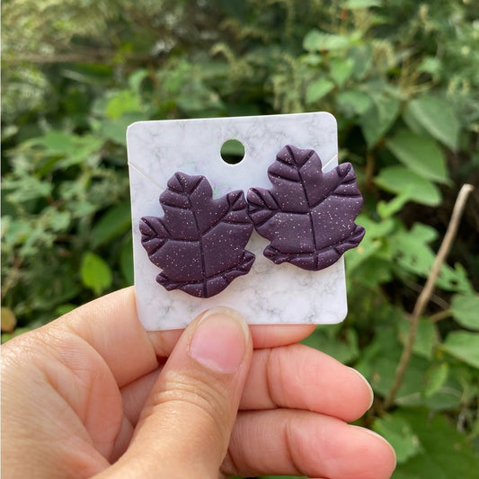 Large Purple Polymer‎ Clay  Leaf Studs