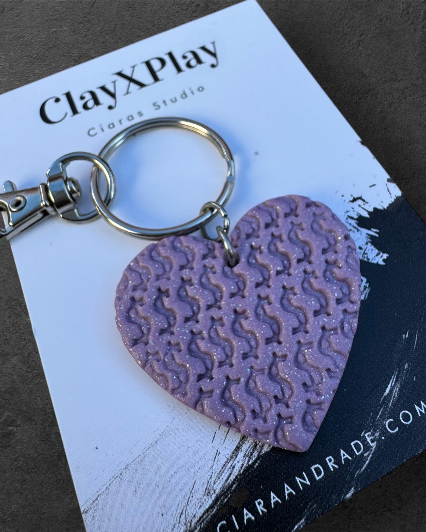 Money Magnet Purple Heart Polymer Clay Keychain Handmade