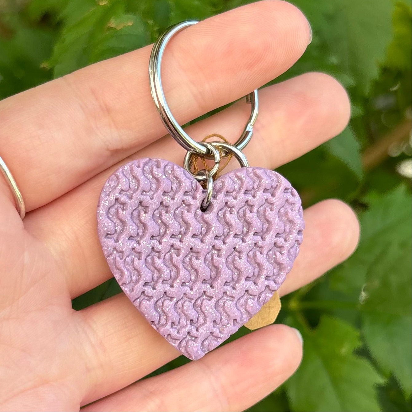 Money Magnet Purple Heart Polymer Clay Keychain Handmade