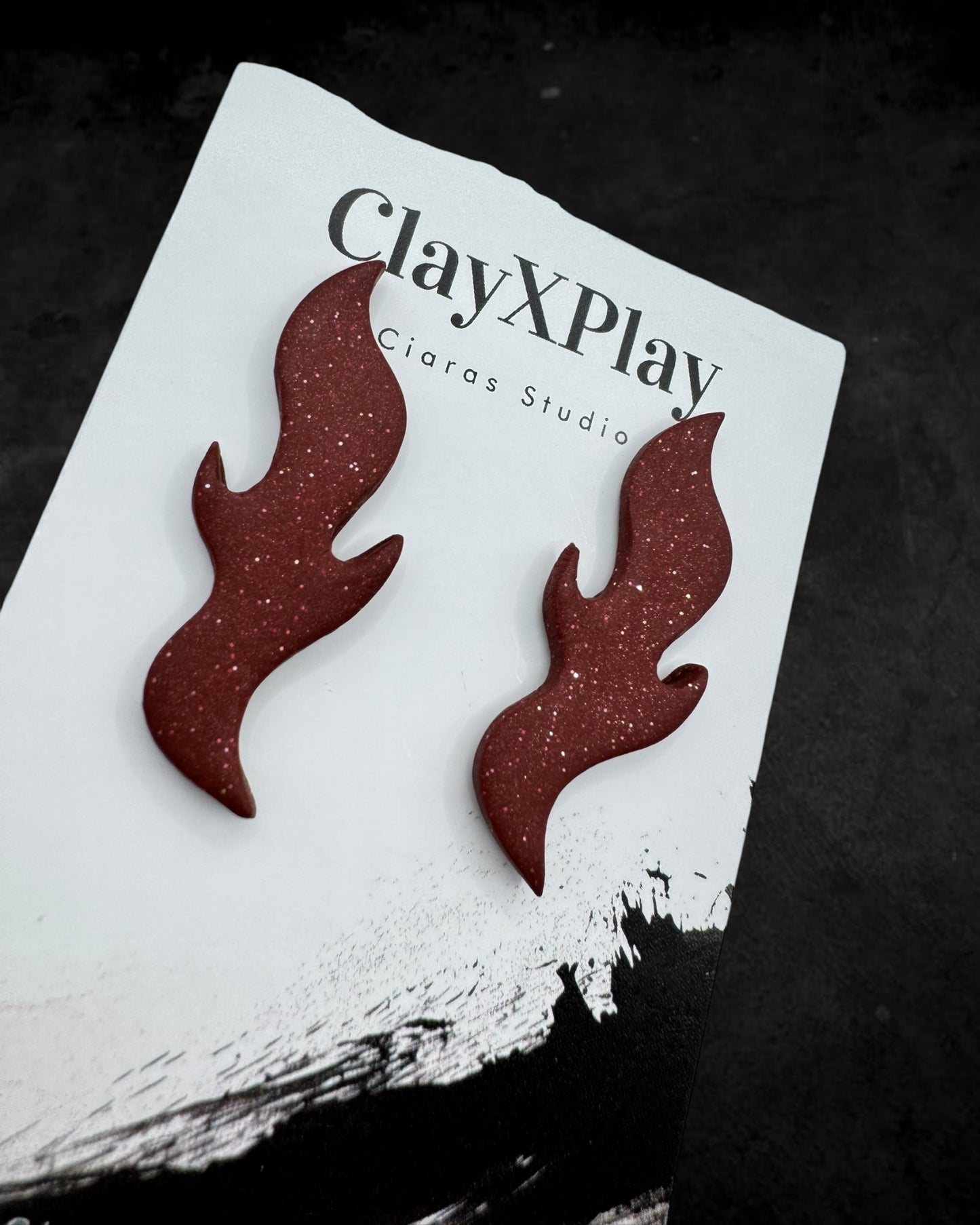 Red Flame Polymer Clay Studs