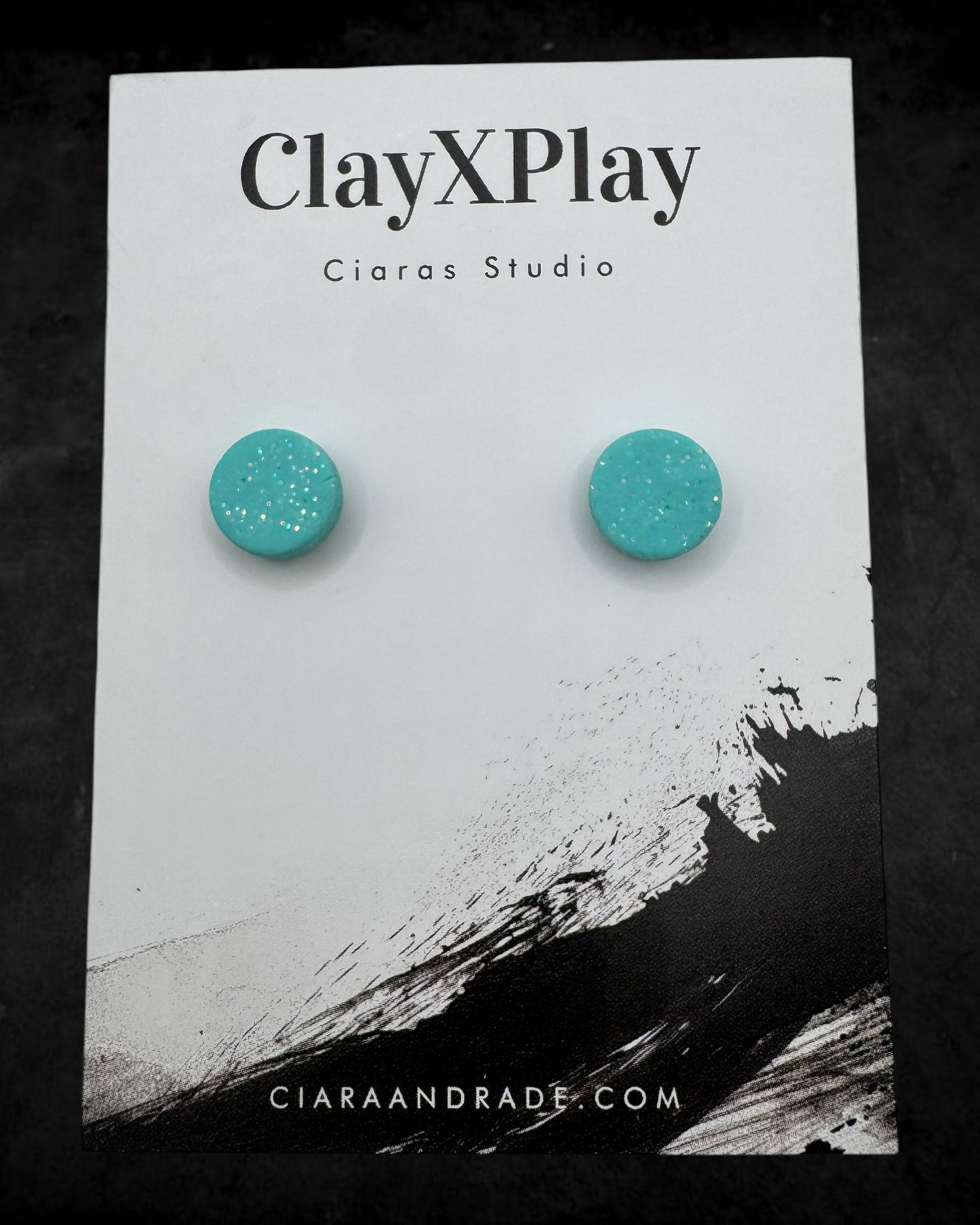 Baby Blue Mini Round Polymer Clay Stud Earrings Handmade