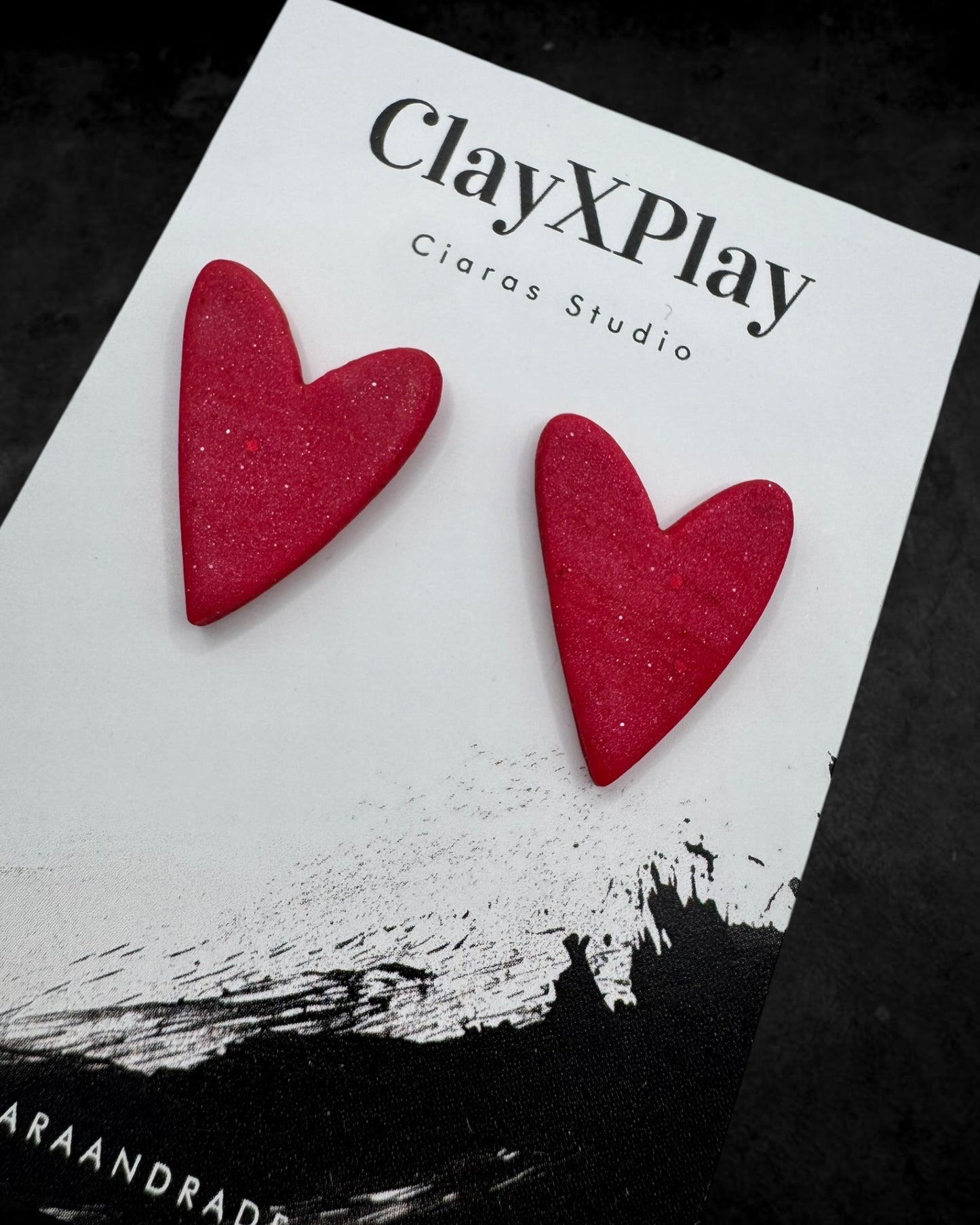 Red Heart Handmade Polymer Clay Stud Earrings