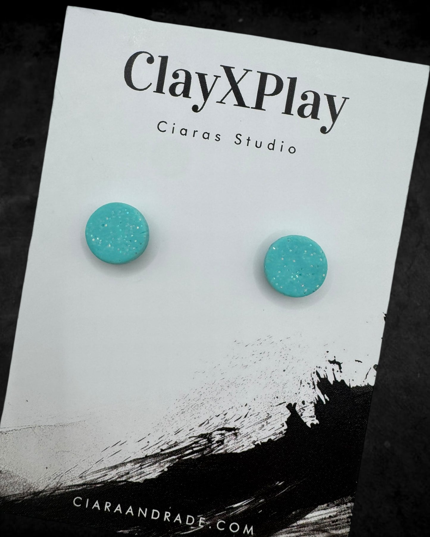 Baby Blue Mini Round Polymer Clay Stud Earrings Handmade