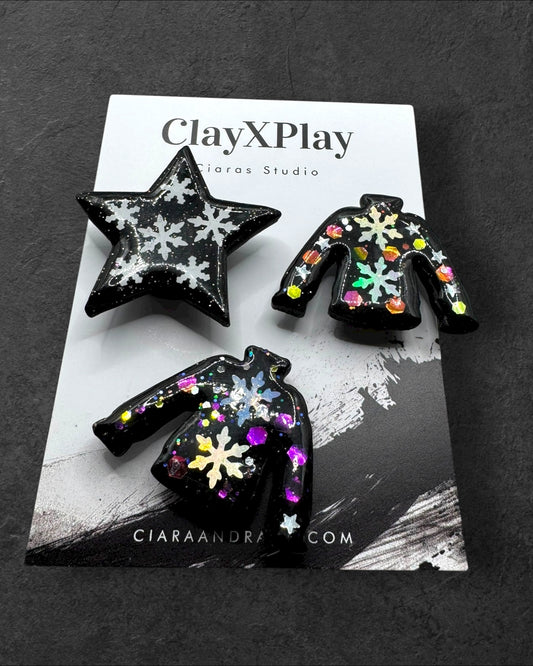 Ugly Sweater Black Polymer Clay  Magnet  Handmade Decor