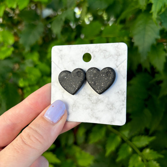 Black Heart Earrings Paw Print