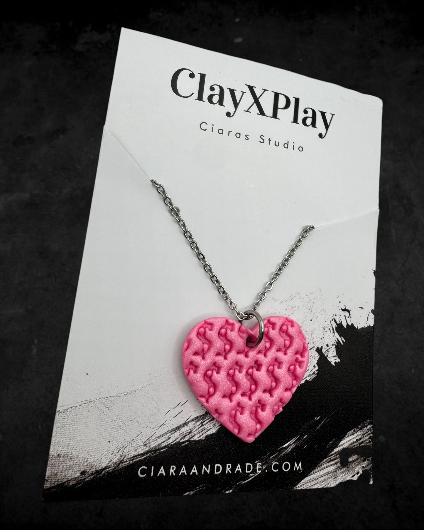 Money Magic Medium Pink Polymer Clay Pendant on Stainless Steel Necklace Handmade