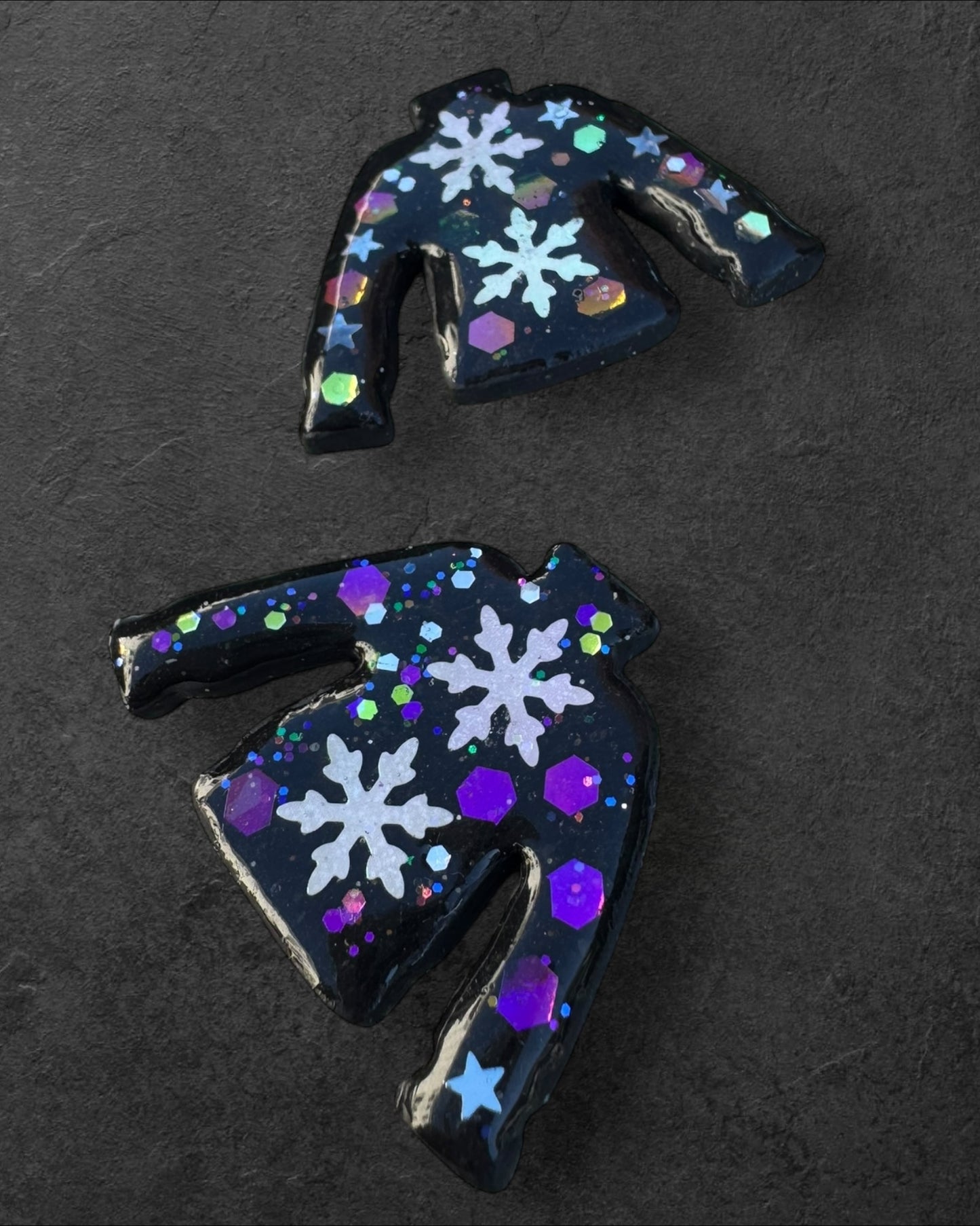 Ugly Sweater Black Polymer Clay  Magnet  Handmade Decor