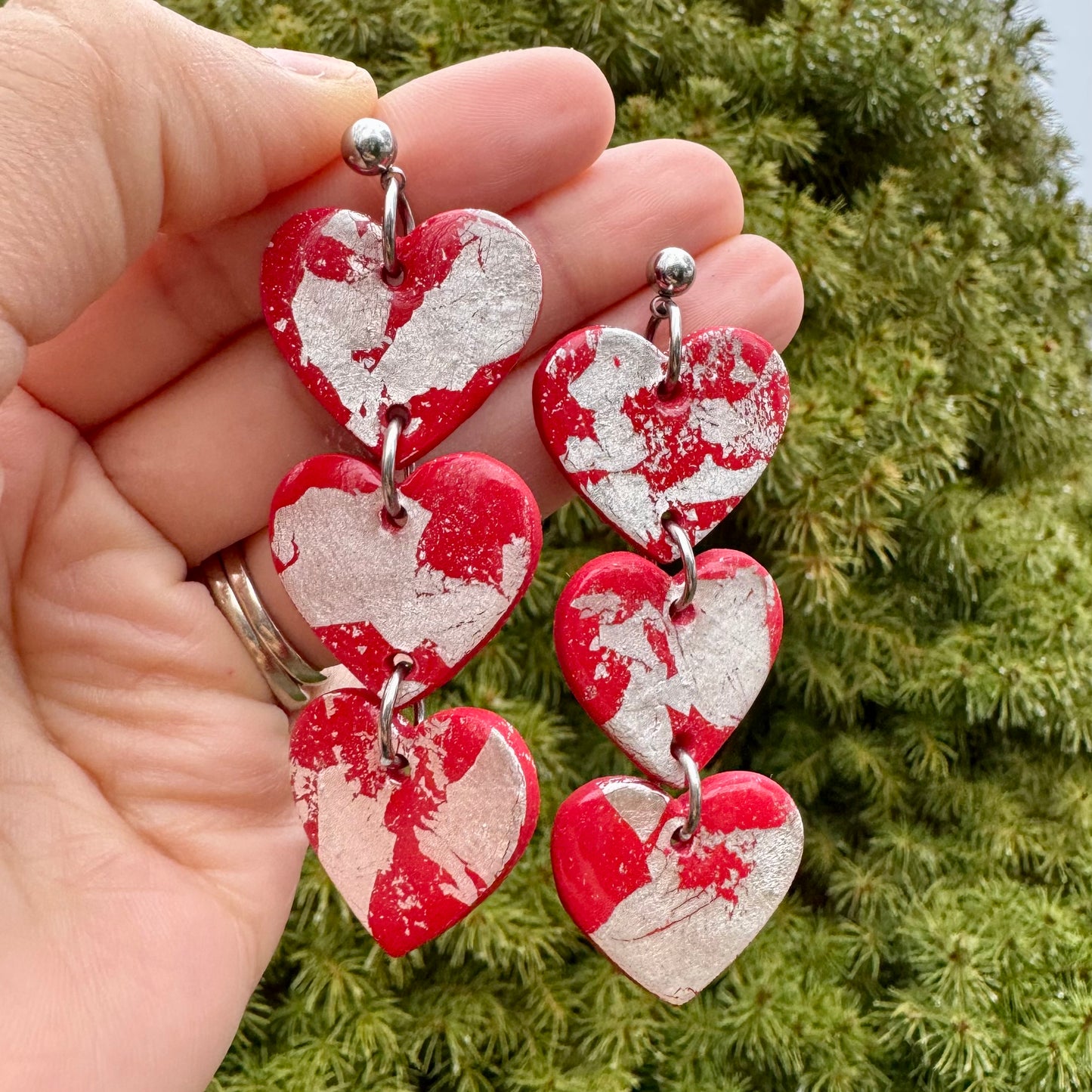 Heart Of Hope Red & Sterling Silver Dangle Earrings