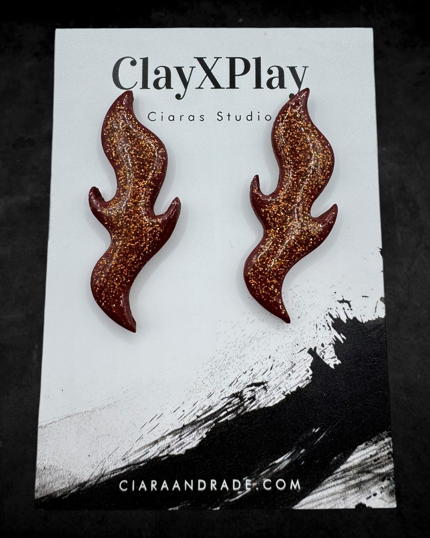 Red Flame Handmade Polymer Clay Studs