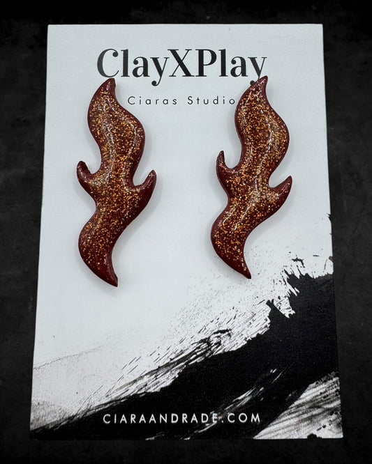 Red Flame Handmade Polymer Clay Studs